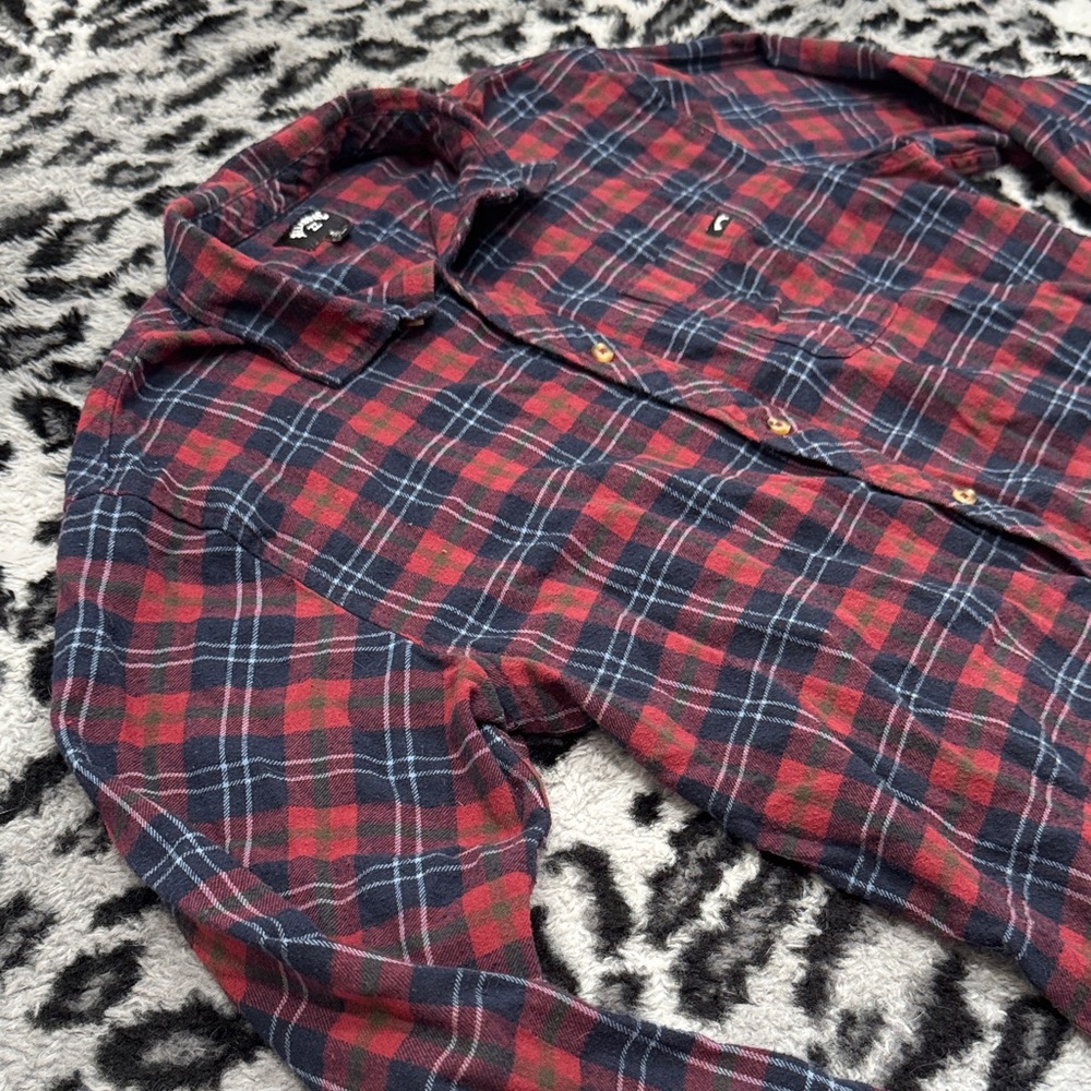 Billabong Red and Blue Plaid Casual Shirt - Picture 3 of 6